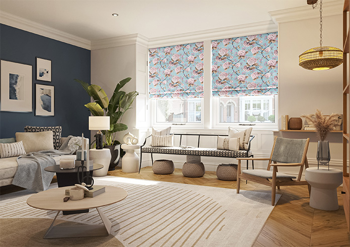 Bouquet Velvet, Cornflower - Roman Blind - Image 6